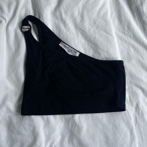 Black one shoulder top with detail